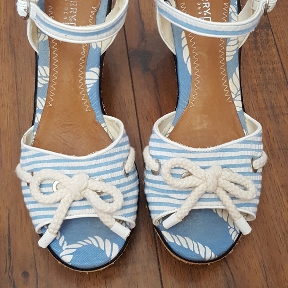 Sperry Vintage‎ Top-Sider Paloma French Blue Seersucker Wedges - Picture 4 of 6